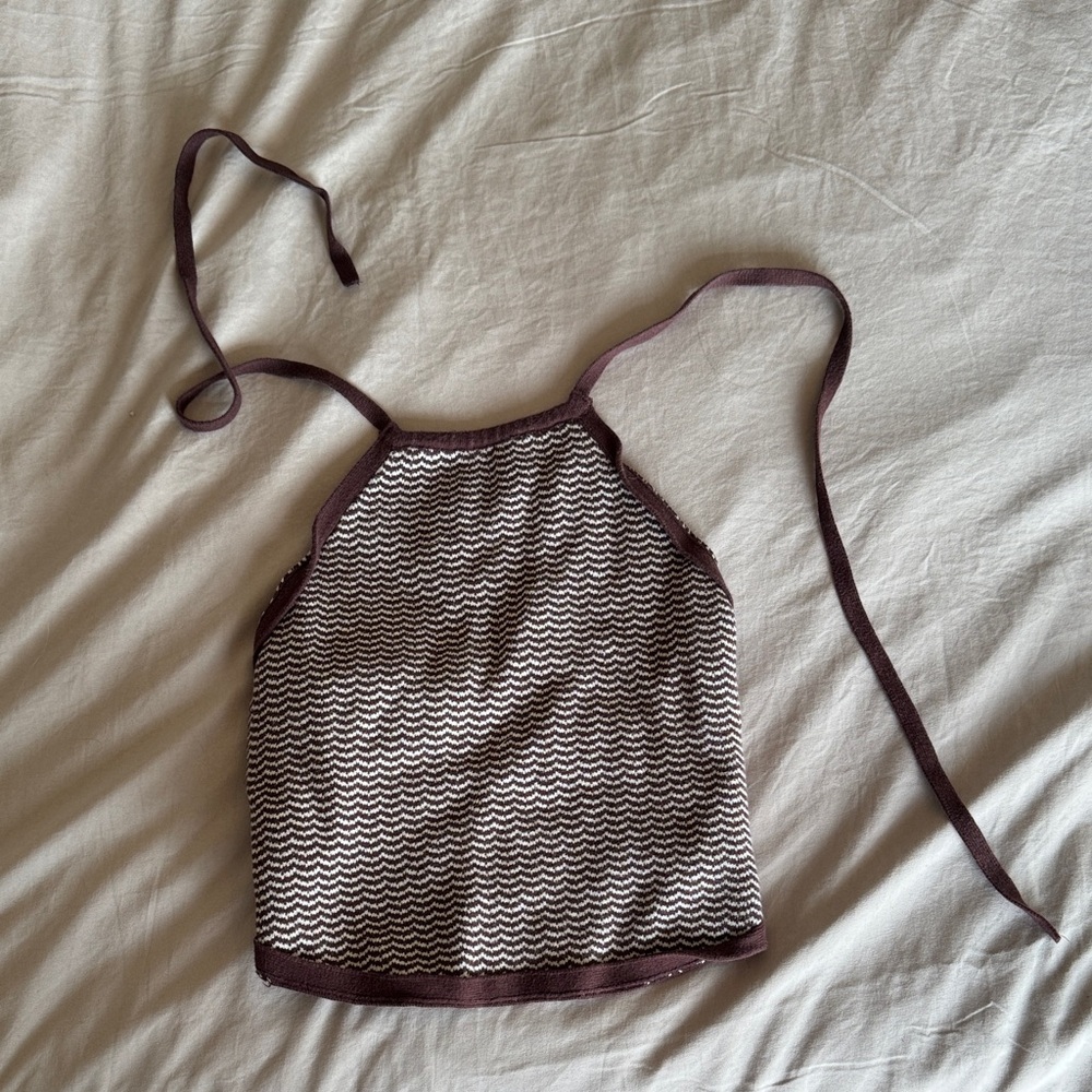 Abercrombie & Fitch Stylish Brown and White Women's Halter Top